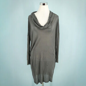 Pete & Greta Johnny Was Size XS Gray Cowl Neck Semi-Sheer Knit Mini Dress